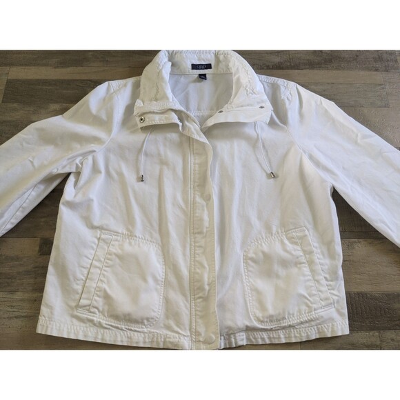 Women's 100% Cotton White Y2K Jacket Full Zip And Snaps Retro Sustainable 2X - Picture 3 of 13